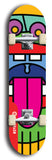 Skateboard deck: Limited edition, North American maple skateboard deck designed by underground artist BellyRash -- available in widths 7.5 to 8.5 inches in both mellow concave and steep concave shapes. Artwork: Oddheads brand popsicle-shaped skateboard deck with cartoon head on dark background.