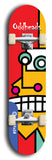 Skateboard deck: Limited edition, North American maple skateboard deck designed by underground artist BellyRash -- available in widths 7.5 to 8.5 inches in both mellow concave and steep concave shapes. Artwork: Oddheads brand popsicle-shaped skateboard deck with cartoon head on dark background.