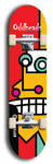 Skateboard deck: Limited edition, North American maple skateboard deck designed by underground artist BellyRash -- available in widths 7.5 to 8.5 inches in both mellow concave and steep concave shapes. Artwork: Oddheads brand popsicle-shaped skateboard deck with cartoon head on dark background.