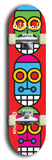 Skateboard deck: Limited edition, North American maple skateboard deck designed by underground artist BellyRash -- available in widths 7.5 to 8.5 inches in both mellow concave and steep concave shapes. Artwork: Oddheads brand popsicle-shaped skateboard deck with cartoon head on dark background.