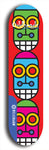 Skateboard deck: Limited edition, North American maple skateboard deck designed by underground artist BellyRash -- available in widths 7.5 to 8.5 inches in both mellow concave and steep concave shapes. Artwork: Oddheads brand popsicle-shaped skateboard deck with cartoon head on dark background.