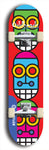 Skateboard deck: Limited edition, North American maple skateboard deck designed by underground artist BellyRash -- available in widths 7.5 to 8.5 inches in both mellow concave and steep concave shapes. Artwork: Oddheads brand popsicle-shaped skateboard deck with cartoon head on dark background.