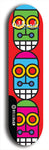 Skateboard deck: Limited edition, North American maple skateboard deck designed by underground artist BellyRash -- available in widths 7.5 to 8.5 inches in both mellow concave and steep concave shapes. Artwork: Oddheads brand popsicle-shaped skateboard deck with cartoon head on dark background.