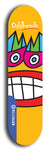 Skateboard deck: Limited edition, North American maple skateboard deck designed by underground artist BellyRash -- available in widths 7.5 to 8.5 inches in both mellow concave and steep concave shapes. Artwork: Oddheads brand popsicle-shaped skateboard deck with cartoon head on dark background.