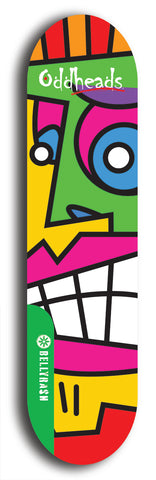 North American maple skateboard deck designed by underground artist BellyRash -- available in widths between 7.5 to 8.5 inches in both mellow concave and steep concave shapes from the BellyRash Limited Edition Blitz Deck series: Oddheads
