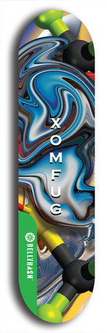 North American maple skateboard deck designed by underground artist BellyRash -- available in widths between 7.5 to 8.5 inches in both mellow concave and steep concave shapes from the BellyRash Limited Edition Blitz Deck series: Xomfug