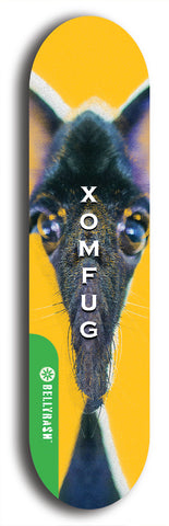 North American maple skateboard deck designed by underground artist BellyRash -- available in widths between 7.5 to 8.5 inches in both mellow concave and steep concave shapes from the BellyRash Limited Edition Blitz Deck series: Xomfug