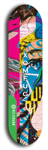 North American maple skateboard deck designed by underground artist BellyRash -- available in widths between 7.5 to 8.5 inches in both mellow concave and steep concave shapes from the BellyRash Limited Edition Blitz Deck series: Xomfug