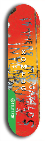 North American maple skateboard deck designed by underground artist BellyRash -- available in widths between 7.5 to 8.5 inches in both mellow concave and steep concave shapes from the BellyRash Limited Edition Blitz Deck series: Xomfug