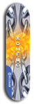 Skateboard deck: Limited edition, North American maple skateboard deck designed by underground artist BellyRash - available widths 7.5 to 8.5 inches in both mellow concave and steep concave shapes. Artwork: XOMFUG logo brand popsicle-shaped deck