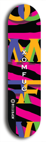 Skateboard deck: Limited edition, North American maple skateboard deck designed by underground artist BellyRash - available widths 7.5 to 8.5 inches in both mellow concave and steep concave shapes. Artwork: XOMFUG logo brand popsicle-shaped deck