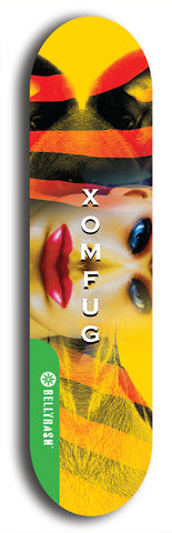 North American maple skateboard deck designed by underground artist BellyRash -- available in widths between 7.5 to 8.5 inches in both mellow concave and steep concave shapes from the BellyRash Limited Edition Blitz Deck series: Xomfug