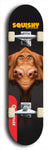 Skateboard deck: Limited edition, North American maple skateboard deck designed by underground artist BellyRash - available widths 7.5 to 8.5 inches in both mellow concave and steep concave shapes. Artwork: SQUISHY logo brand popsicle-shaped deck with graffiti or street art background