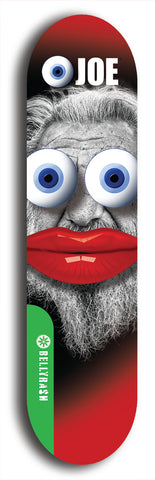 North American maple skateboard deck designed by underground artist BellyRash -- available in widths between 7.5 to 8.5 inches in both mellow concave and steep concave shapes from the BellyRash Limited Edition Blitz Deck series: Eyeball Joe