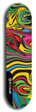 Skateboard deck: Limited edition, North American maple skateboard deck designed by underground artist BellyRash - available widths 7.5 to 8.5 inches in both mellow concave and steep concave shapes. Artwork: ABEX LIQUID brand popsicle-shaped with a multi-colored swirling patterned background