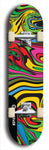 Skateboard deck: Limited edition, North American maple skateboard deck designed by underground artist BellyRash - available widths 7.5 to 8.5 inches in both mellow concave and steep concave shapes. Artwork: ABEX LIQUID brand popsicle-shaped with a multi-colored swirling patterned background