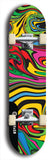 Skateboard deck: Limited edition, North American maple skateboard deck designed by underground artist BellyRash - available widths 7.5 to 8.5 inches in both mellow concave and steep concave shapes. Artwork: ABEX LIQUID brand popsicle-shaped with a multi-colored swirling patterned background