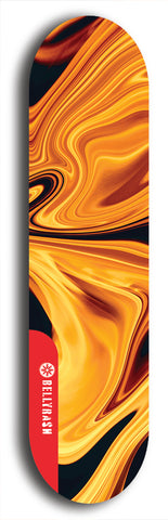 Skateboard deck: Limited edition, North American maple skateboard deck designed by underground artist BellyRash - available widths 7.5 to 8.5 inches in both mellow concave and steep concave shapes. Artwork: ABEX LIQUID brand popsicle-shaped with a multi-colored swirling patterned background