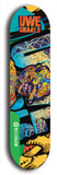 North American maple skateboard deck designed by underground artist BellyRash -- available in widths between 7.5 to 8.5 inches in both mellow concave and steep concave shapes from the BellyRash Limited Edition Blitz Deck series: Uwe Snarls