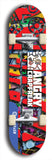 Skateboard deck: Limited edition, North American maple skateboard deck designed by underground artist BellyRash - available widths 7.5 to 8.5 inches in both mellow concave and steep concave shapes. Artwork: ANGRY CRAPFREAK brand popsicle-shaped skateboard deck.