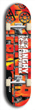 Skateboard deck: Limited edition, North American maple skateboard deck designed by underground artist BellyRash - available widths 7.5 to 8.5 inches in both mellow concave and steep concave shapes. Artwork: ANGRY CRAPFREAK brand popsicle-shaped skateboard deck.