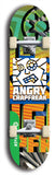 Skateboard deck: Limited edition, North American maple skateboard deck designed by underground artist BellyRash - available widths 7.5 to 8.5 inches in both mellow concave and steep concave shapes. Artwork: ANGRY CRAPFREAK brand popsicle-shaped skateboard deck.