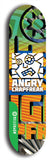 Skateboard deck: Limited edition, North American maple skateboard deck designed by underground artist BellyRash - available widths 7.5 to 8.5 inches in both mellow concave and steep concave shapes. Artwork: ANGRY CRAPFREAK brand popsicle-shaped skateboard deck.