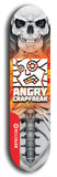 Skateboard deck: Limited edition, North American maple skateboard deck designed by underground artist BellyRash - available widths 7.5 to 8.5 inches in both mellow concave and steep concave shapes. Artwork: ANGRY CRAPFREAK brand popsicle-shaped skateboard deck.