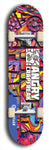 Skateboard deck: Limited edition, North American maple skateboard deck designed by underground artist BellyRash - available widths 7.5 to 8.5 inches in both mellow concave and steep concave shapes. Artwork: ANGRY CRAPFREAK brand popsicle-shaped skateboard deck.