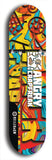 Skateboard deck: Limited edition, North American maple skateboard deck designed by underground artist BellyRash - available widths 7.5 to 8.5 inches in both mellow concave and steep concave shapes. Artwork: ANGRY CRAPFREAK brand popsicle-shaped skateboard deck.