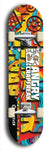 Skateboard deck: Limited edition, North American maple skateboard deck designed by underground artist BellyRash - available widths 7.5 to 8.5 inches in both mellow concave and steep concave shapes. Artwork: ANGRY CRAPFREAK brand popsicle-shaped skateboard deck.