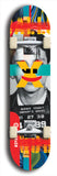 Skateboard deck: Limited edition, North American maple skateboard deck designed by underground artist BellyRash -- available in widths 7.5 to 8.5 inches in both mellow concave and steep concave shapes. Artwork: X;) brand popsicle-shaped skateboard deck with X;) logo broken into multiple colors and shades