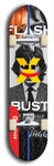 Skateboard deck: Limited edition, North American maple skateboard deck designed by underground artist BellyRash -- available in widths 7.5 to 8.5 inches in both mellow concave and steep concave shapes. Artwork: X;) brand popsicle-shaped skateboard deck with X;) logo broken into multiple colors and shades