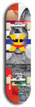 Skateboard deck: Limited edition, North American maple skateboard deck designed by underground artist BellyRash -- available in widths 7.5 to 8.5 inches in both mellow concave and steep concave shapes. Artwork: X;) brand popsicle-shaped skateboard deck with X;) logo broken into multiple colors and shades