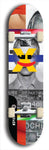 Skateboard deck: Limited edition, North American maple skateboard deck designed by underground artist BellyRash -- available in widths 7.5 to 8.5 inches in both mellow concave and steep concave shapes. Artwork: X;) brand popsicle-shaped skateboard deck with X;) logo broken into multiple colors and shades