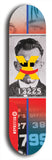 Skateboard deck: Limited edition, North American maple skateboard deck designed by underground artist BellyRash -- available in widths 7.5 to 8.5 inches in both mellow concave and steep concave shapes. Artwork: X;) brand popsicle-shaped skateboard deck with X;) logo broken into multiple colors and shades