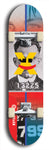 Skateboard deck: Limited edition, North American maple skateboard deck designed by underground artist BellyRash -- available in widths 7.5 to 8.5 inches in both mellow concave and steep concave shapes. Artwork: X;) brand popsicle-shaped skateboard deck with X;) logo broken into multiple colors and shades