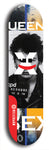 Skateboard deck: Limited edition, North American maple skateboard deck designed by underground artist BellyRash -- available in widths 7.5 to 8.5 inches in both mellow concave and steep concave shapes. Artwork: X;) brand popsicle-shaped skateboard deck with X;) logo broken into multiple colors and shades