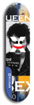 Skateboard deck: Limited edition, North American maple skateboard deck designed by underground artist BellyRash -- available in widths 7.5 to 8.5 inches in both mellow concave and steep concave shapes. Artwork: X;) brand popsicle-shaped skateboard deck with X;) logo broken into multiple colors and shades. Sid Vicious mugshot skateboard deck.