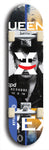 Skateboard deck: Limited edition, North American maple skateboard deck designed by underground artist BellyRash -- available in widths 7.5 to 8.5 inches in both mellow concave and steep concave shapes. Artwork: X;) brand popsicle-shaped skateboard deck with X;) logo broken into multiple colors and shades. Sid Vicious mugshot skateboard deck.