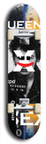 Skateboard deck: Limited edition, North American maple skateboard deck designed by underground artist BellyRash -- available in widths 7.5 to 8.5 inches in both mellow concave and steep concave shapes. Artwork: X;) brand popsicle-shaped skateboard deck with X;) logo broken into multiple colors and shades. Sid Vicious mugshot skateboard deck.