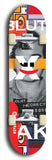 Skateboard deck: Limited edition, North American maple skateboard deck designed by underground artist BellyRash -- available in widths 7.5 to 8.5 inches in both mellow concave and steep concave shapes. Artwork: X;) brand popsicle-shaped skateboard deck with X;) logo broken into multiple colors and shades