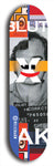 Skateboard deck: Limited edition, North American maple skateboard deck designed by underground artist BellyRash -- available in widths 7.5 to 8.5 inches in both mellow concave and steep concave shapes. Artwork: X;) brand popsicle-shaped skateboard deck with X;) logo broken into multiple colors and shades