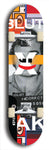 Skateboard deck: Limited edition, North American maple skateboard deck designed by underground artist BellyRash -- available in widths 7.5 to 8.5 inches in both mellow concave and steep concave shapes. Artwork: X;) brand popsicle-shaped skateboard deck with X;) logo broken into multiple colors and shades