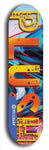 Skateboard deck: Limited edition, North American maple skateboard deck designed by underground artist BellyRash - available widths 7.5 to 8.5 inches in both mellow concave and steep concave shapes. Artwork: PLUSH logo brand popsicle-shaped deck