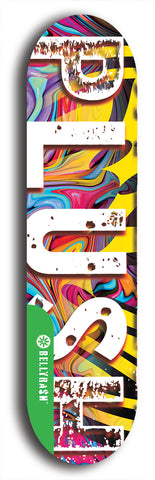 North American maple skateboard deck designed by underground artist BellyRash -- available in widths between 7.5 to 8.5 inches in both mellow concave and steep concave shapes from the BellyRash Limited Edition Blitz Deck series: Big Plush