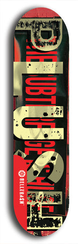 Skateboard deck: Limited edition, North American maple skateboard deck designed by underground artist BellyRash - available widths 7.5 to 8.5 inches in both mellow concave and steep concave shapes. Artwork: PLUSH logo brand popsicle-shaped deck