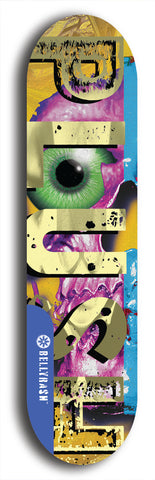 Skateboard deck: Limited edition, North American maple skateboard deck designed by underground artist BellyRash - available widths 7.5 to 8.5 inches in both mellow concave and steep concave shapes. Artwork: PLUSH logo brand popsicle-shaped deck