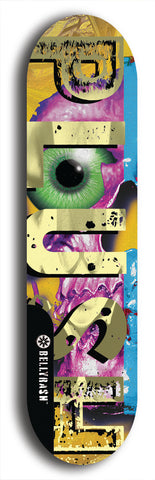 Skateboard deck: Limited edition, North American maple skateboard deck designed by underground artist BellyRash - available widths 7.5 to 8.5 inches in both mellow concave and steep concave shapes. Artwork: PLUSH logo brand popsicle-shaped deck