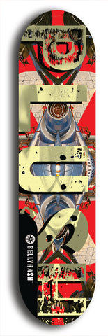 Skateboard deck: Limited edition, North American maple skateboard deck designed by underground artist BellyRash - available widths 7.5 to 8.5 inches in both mellow concave and steep concave shapes. Artwork: PLUSH logo brand popsicle-shaped deck